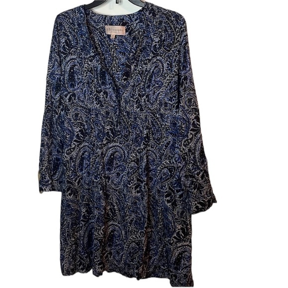 Philosophy Dresses & Skirts - Philosophy Long Sleeve Blue Floral Dress Size XL
